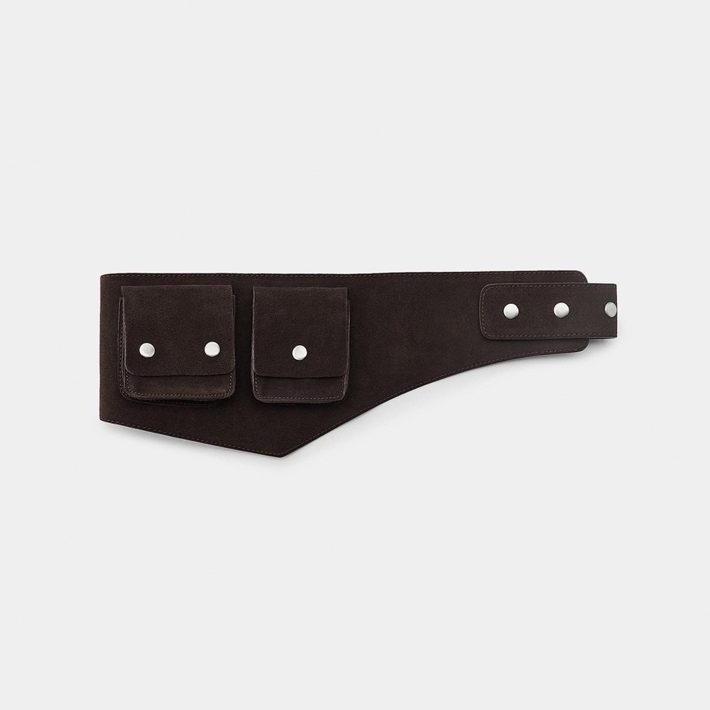 Zara Brown Suede Belt Utility Waist Pouch